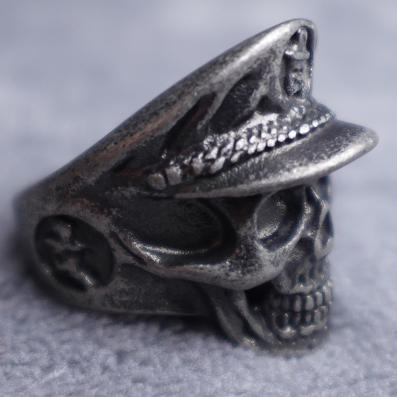 Stainless Steel Skull Sailor Ring Size 10 Gun Metal RSRN-653 - Picture 2 of 5